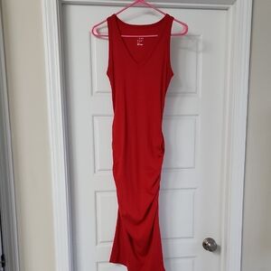 a new day Red V-Neck Midi Dress